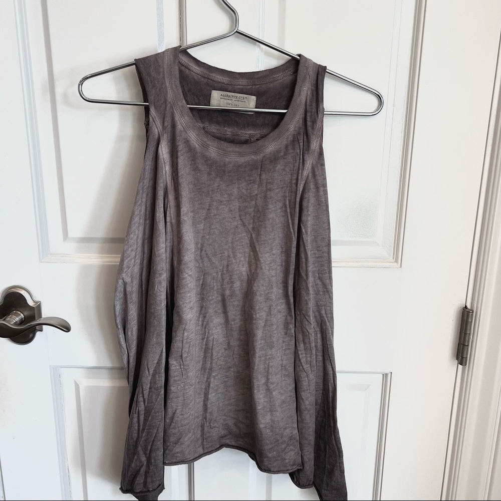 All saints gray washed out dye flowy tank